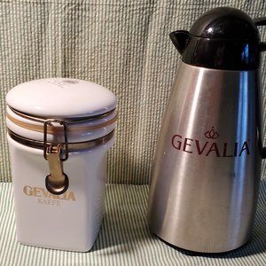 Set Gevalia Thermal Carafe & Locking Canister Butler Server Jar